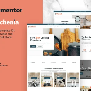 Kitchenia – Template kit Elementor pour boutique d'ustensiles de cuisine