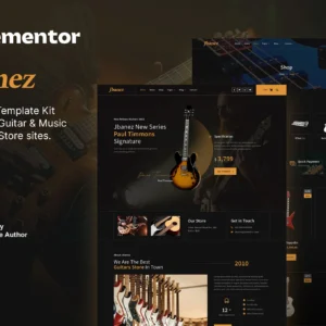 Template kit Elementor pour boutique de guitares et équipements musicaux
