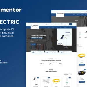 Ezectric – Template kit Elementor pour boutique de fournitures électriques
